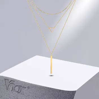 Vnox Noi Chic Bară Verticală Coliere pentru Femei, de Fete, de Culoare de Aur din Oțel Inoxidabil Geometrice Stivuire Set Guler Cadouri Bijuterii