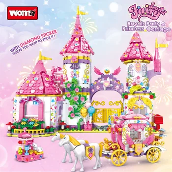 WOMA Princess Castle Blocuri Casă Dulce Casă de Jucărie Fata Caramida Set de Asamblare Mici Particule Bloc Puzzle Jucarii