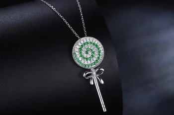 Zhanhao Vânzare Fierbinte Fantezie Fete Drăguț Cadou de 0.26 ct Laborator Crescut de Smarald Colier Argint S925 Delicat Colier